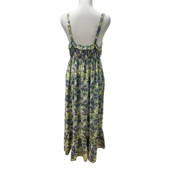 Natural Life Elizabeth Floral Maxi Sundress Size L Green Boho Milkmaid - Picture 4 of 5